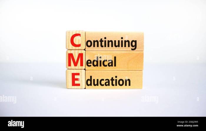 CME, continuing medical education symbol. Wooden blocks with words CME ...
